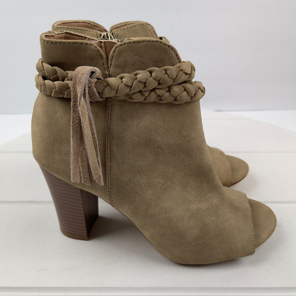 XOXO Briella Boots Womens Size 5.5 M Brown Zip Up Ankle Open Toe XO163322